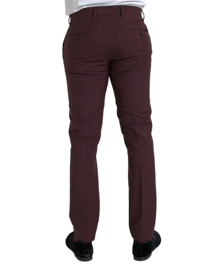 Men’s Dolce &amp; Gabbana Maroon Wool Men Slim Fit Dress Pants