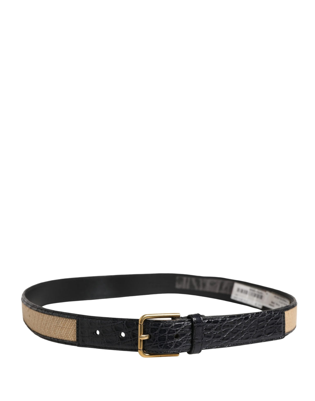 Dolce &amp; Gabbana Men Beige Braided Leather Metal Buckle Belt