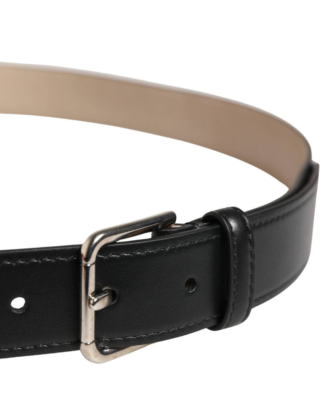 Dolce &amp; Gabbana Men Beige Woven Leather Metal Buckle Belt