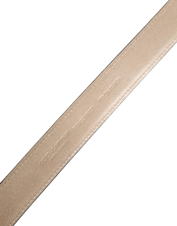 Dolce &amp; Gabbana Men Beige Woven Leather Metal Buckle Belt