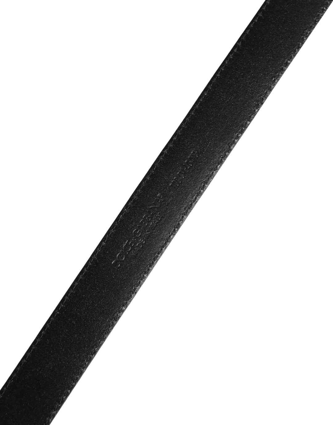 Dolce &amp; Gabbana Men Black Calf Leather Logo Metal Buckle Belt