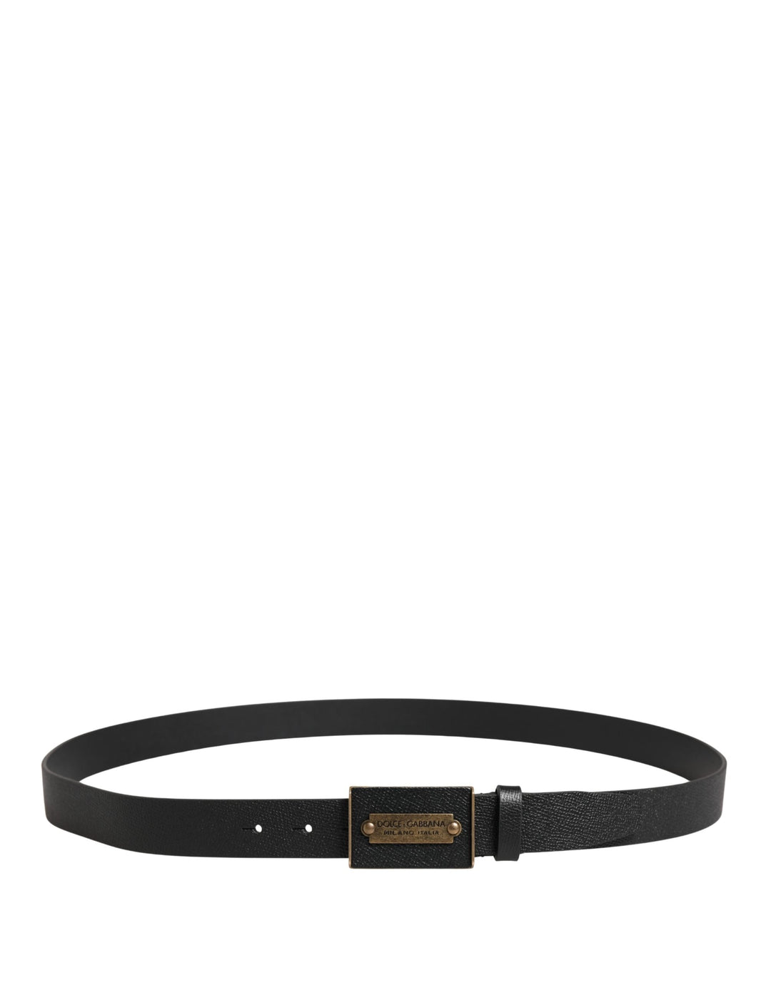 Dolce &amp; Gabbana Men Black Calf Leather Metal Buckle Belt