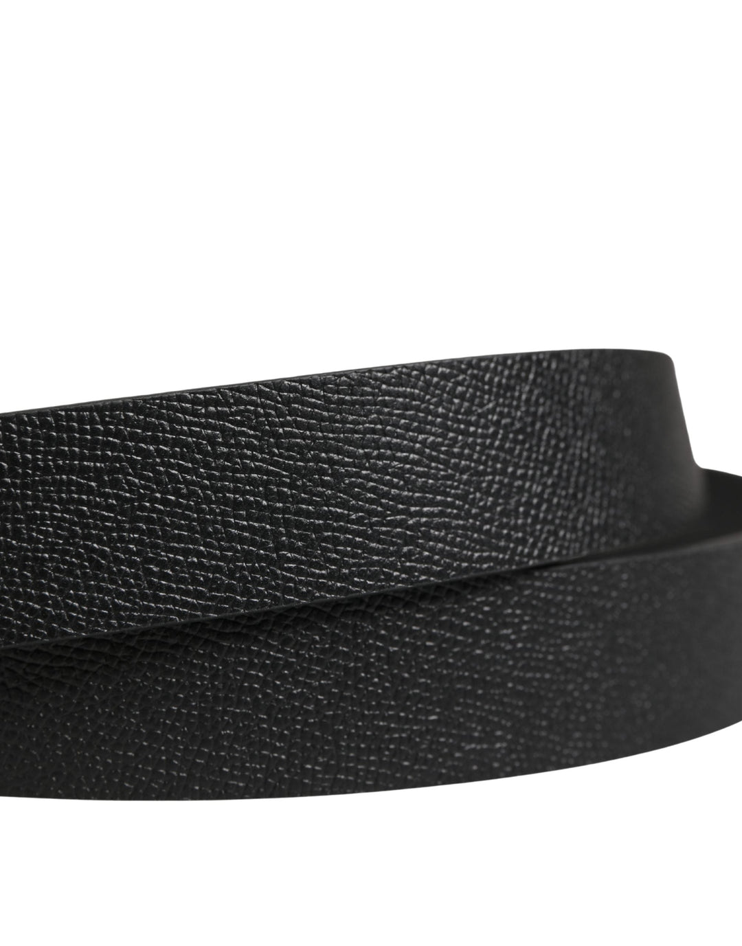 Dolce &amp; Gabbana Men Black Calf Leather Metal Buckle Belt