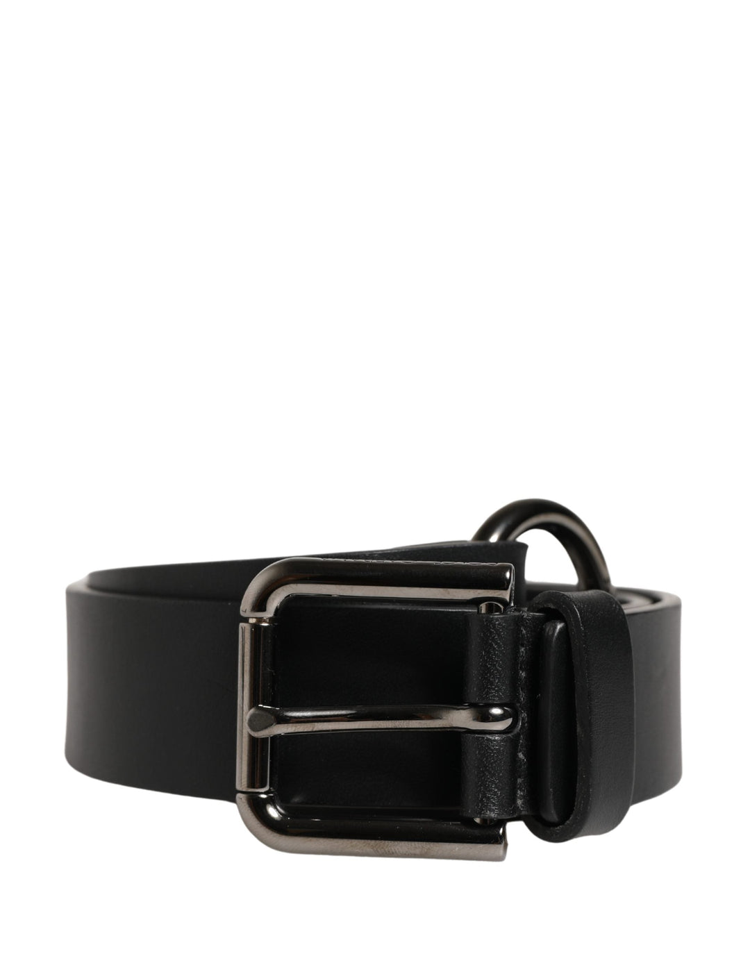 Dolce &amp; Gabbana Men Black Calfskin Leather Metal Buckle Belt
