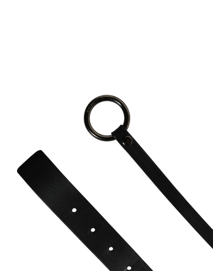 Dolce &amp; Gabbana Men Black Calfskin Leather Metal Buckle Belt
