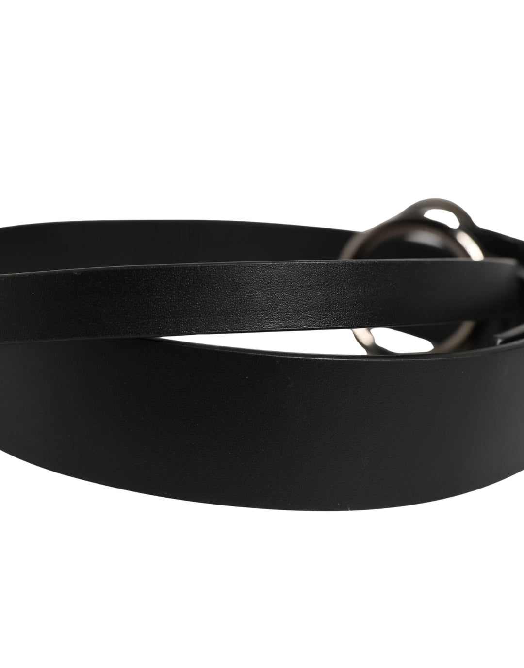 Dolce &amp; Gabbana Men Black Calfskin Leather Metal Buckle Belt