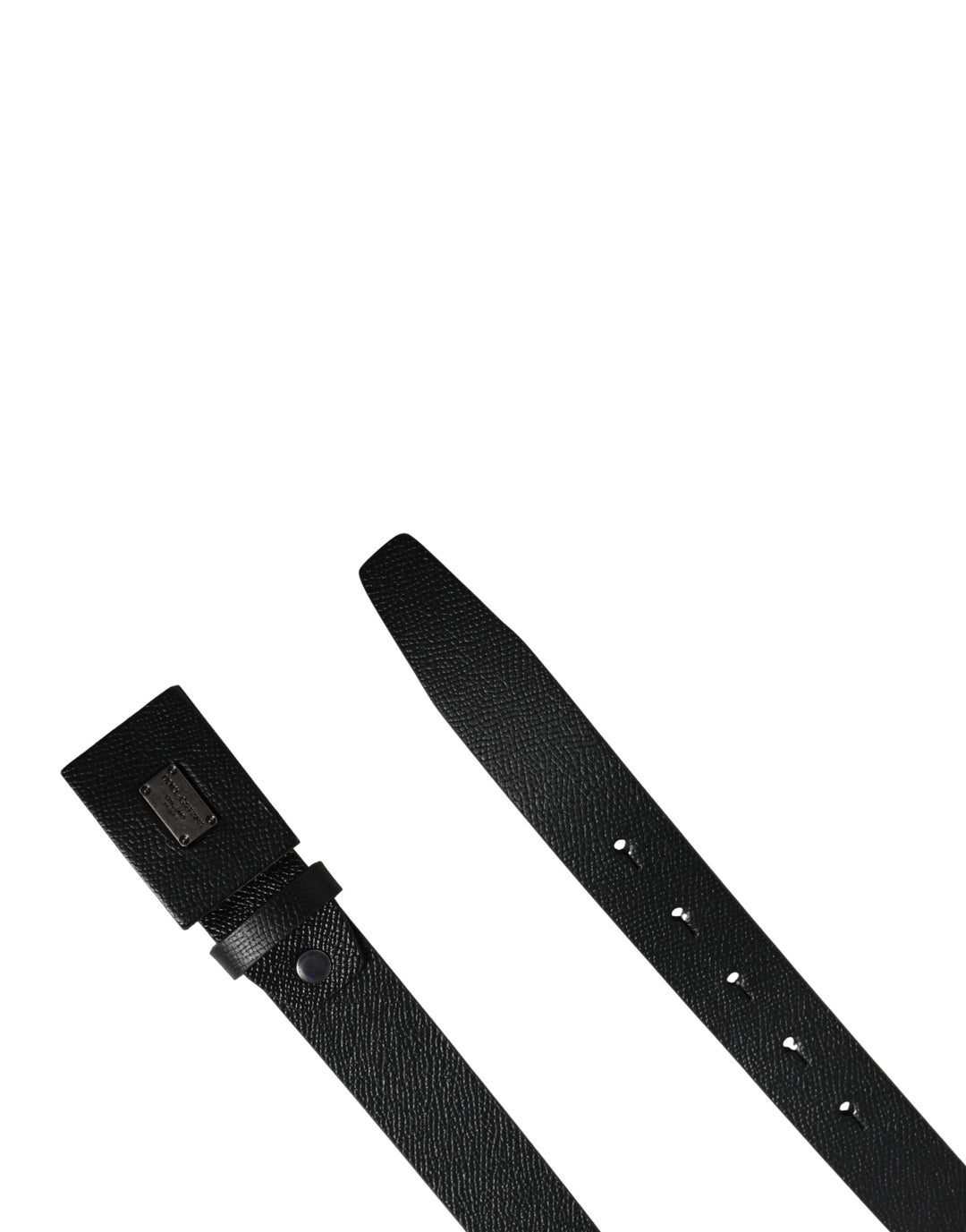 Dolce &amp; Gabbana Men Black Calfskin Leather Square Buckle Belt