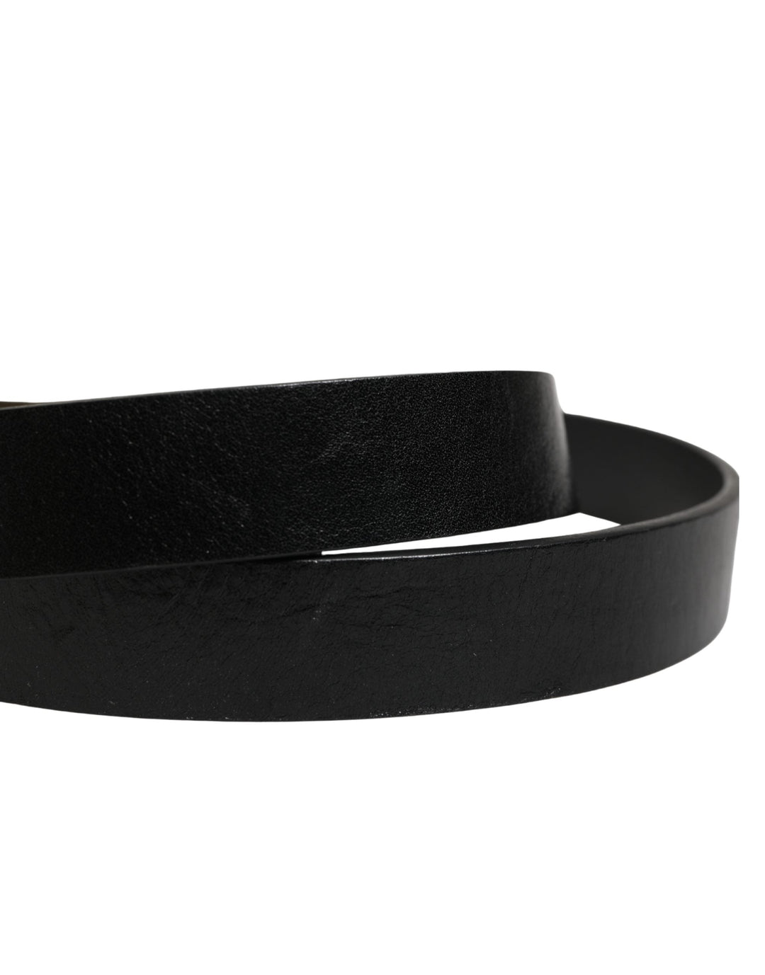 Dolce &amp; Gabbana Men Black Classic Leather Logo Buckle Belt