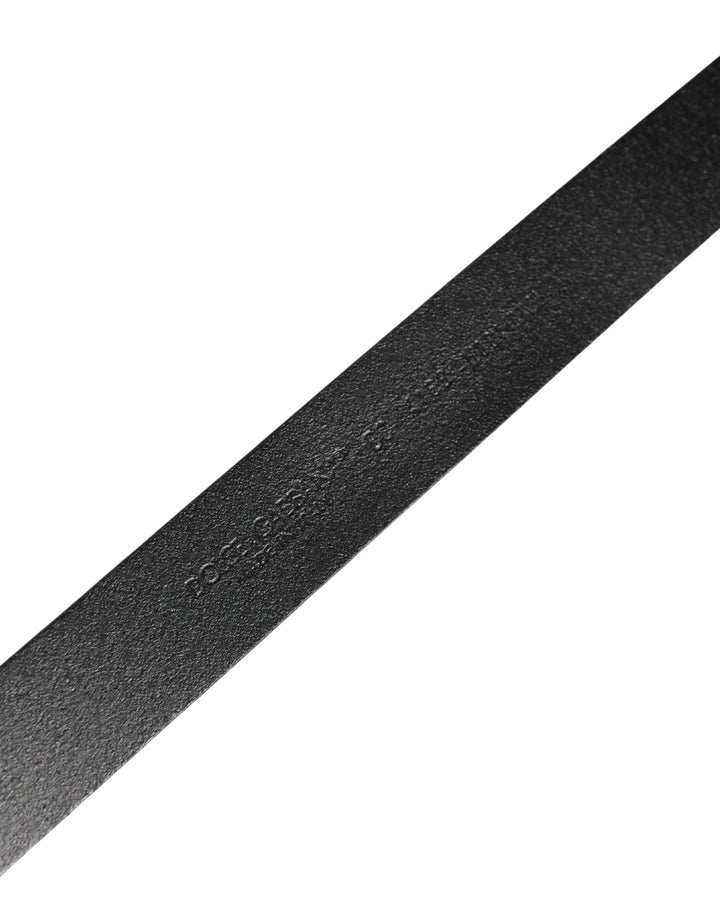 Dolce &amp; Gabbana Men Black Classic Leather Logo Buckle Belt