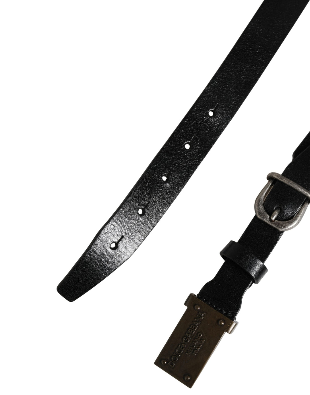 Dolce &amp; Gabbana Men Black Classic Leather Logo Buckle Belt