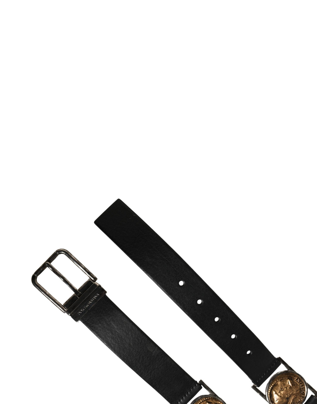 Dolce &amp; Gabbana Men Black Classic Leather Metal Buckle Belt