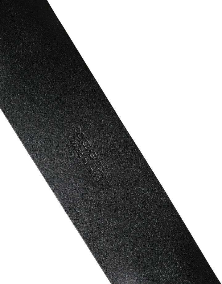 Dolce &amp; Gabbana Men Black Classic Leather Metal Buckle Belt