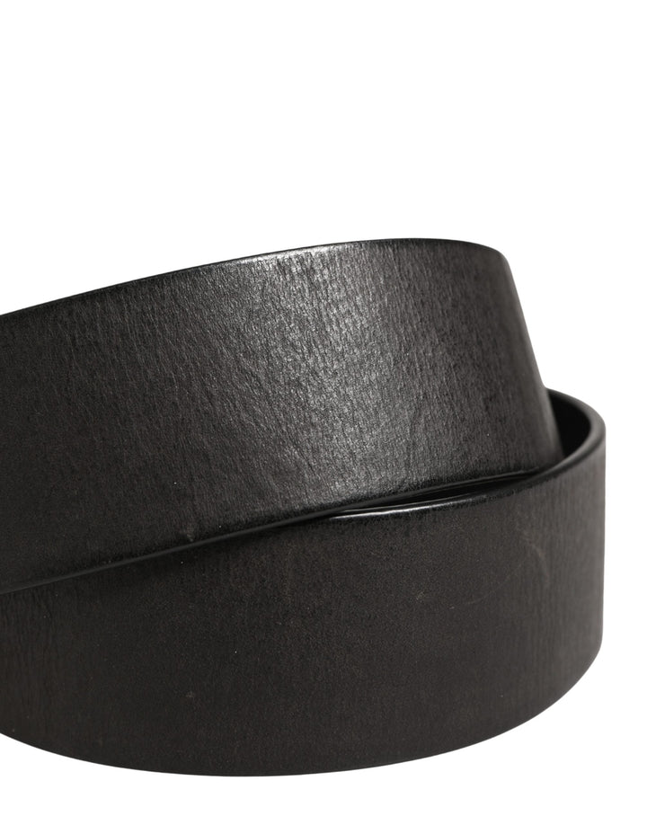 Dolce &amp; Gabbana Men Black Classic Leather Metal Buckle Belt