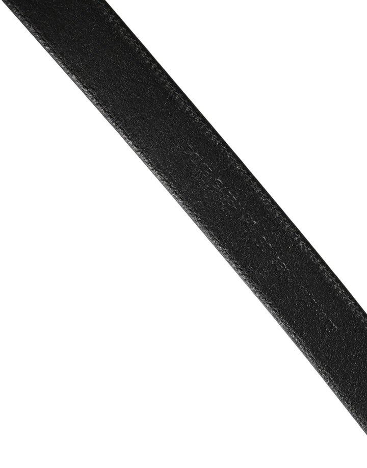Dolce &amp; Gabbana Men Black Classic Leather Metal Buckle Belt