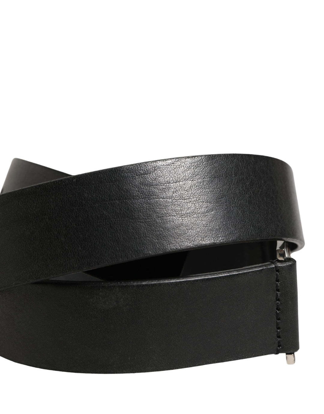 Dolce &amp; Gabbana Men Black Classic Leather Metal Buckle Belt