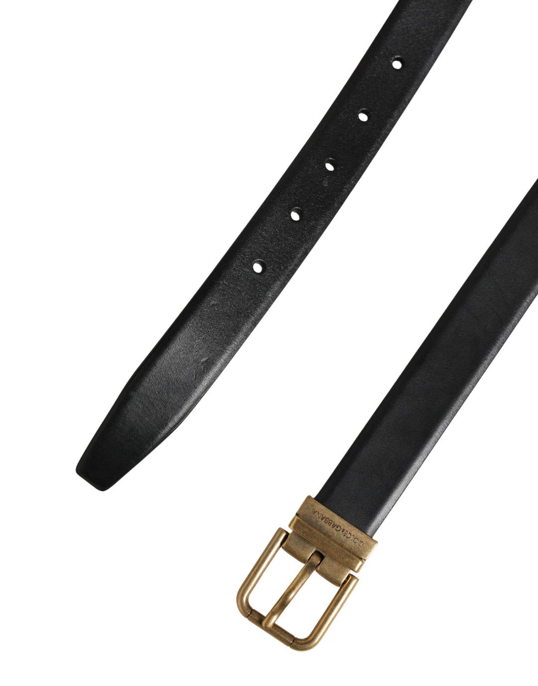 Dolce &amp; Gabbana Men Black Classic Leather Metal Buckle Belt