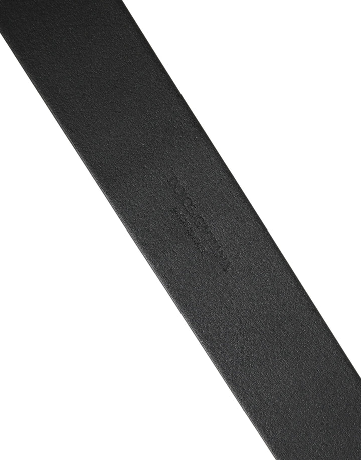 Dolce &amp; Gabbana Men Black Classic Leather Metal Buckle Belt