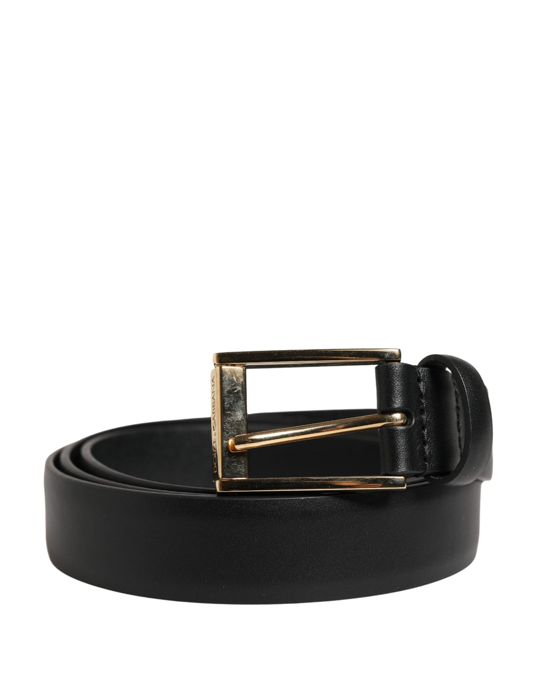 Dolce &amp; Gabbana Men Black Classic Leather Metal Buckle Belt