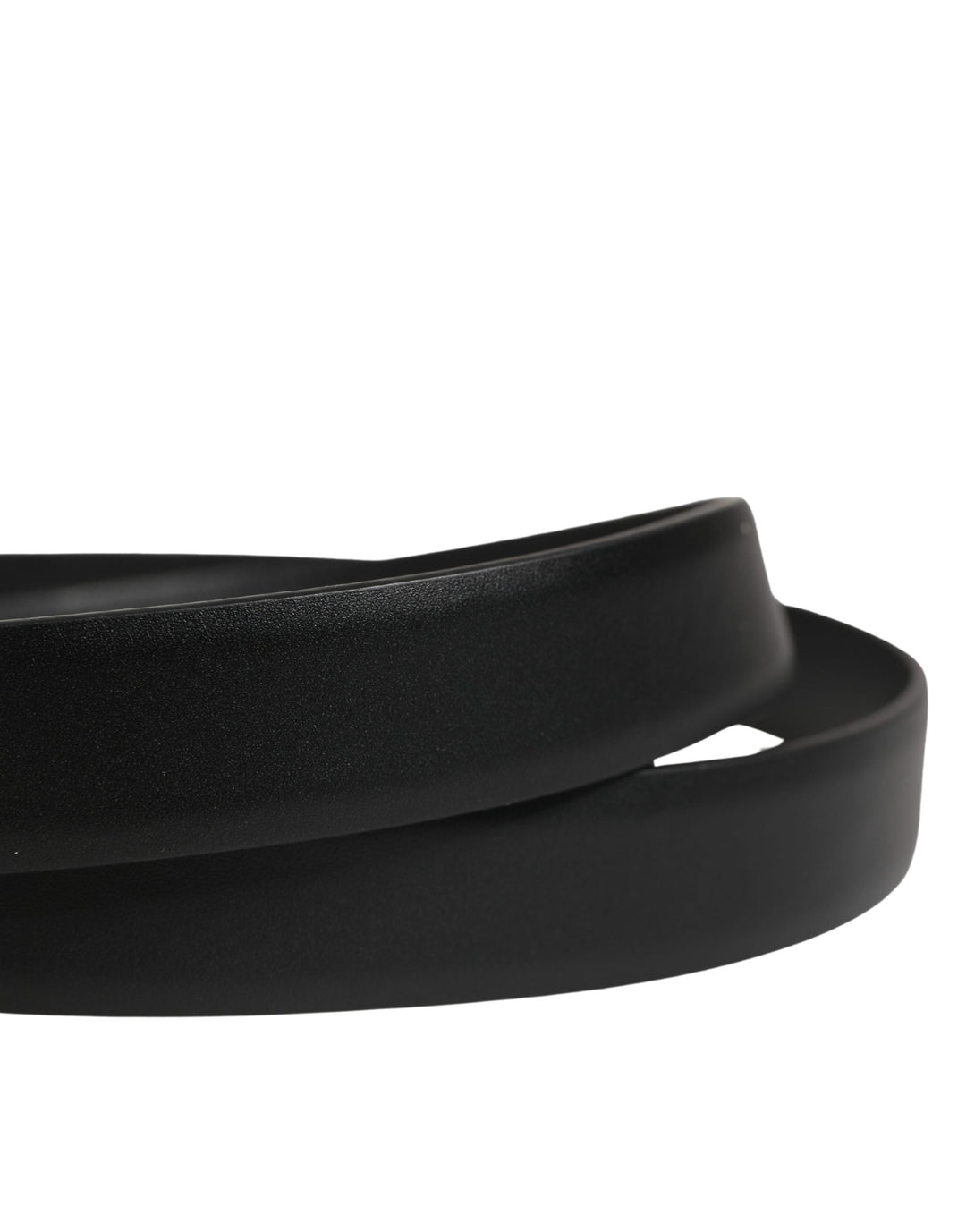 Dolce &amp; Gabbana Men Black Classic Leather Metal Buckle Belt