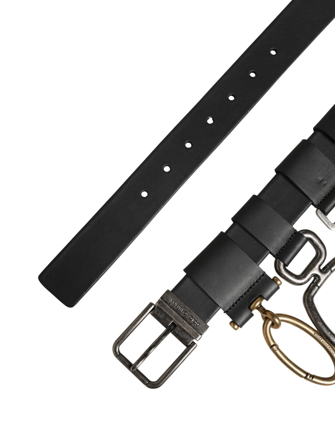 Dolce &amp; Gabbana Men Black Classic Leather Metal Buckle Belt