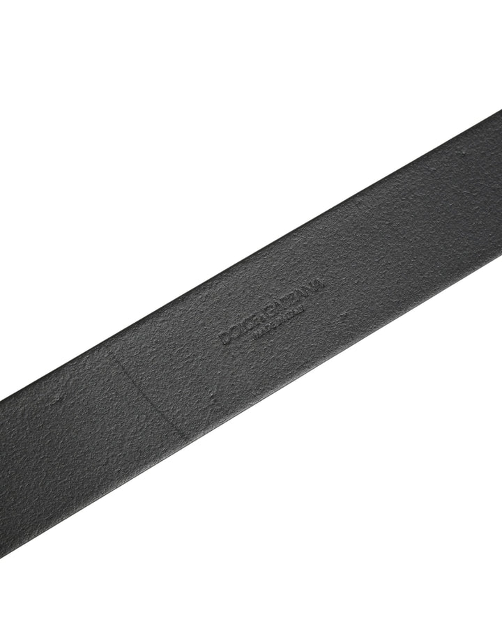 Dolce &amp; Gabbana Men Black Classic Leather Metal Buckle Belt