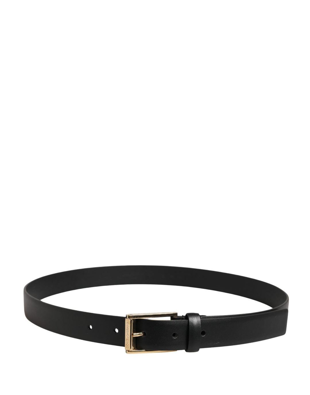 Dolce &amp; Gabbana Men Black Classic Leather Metal Buckle Belt