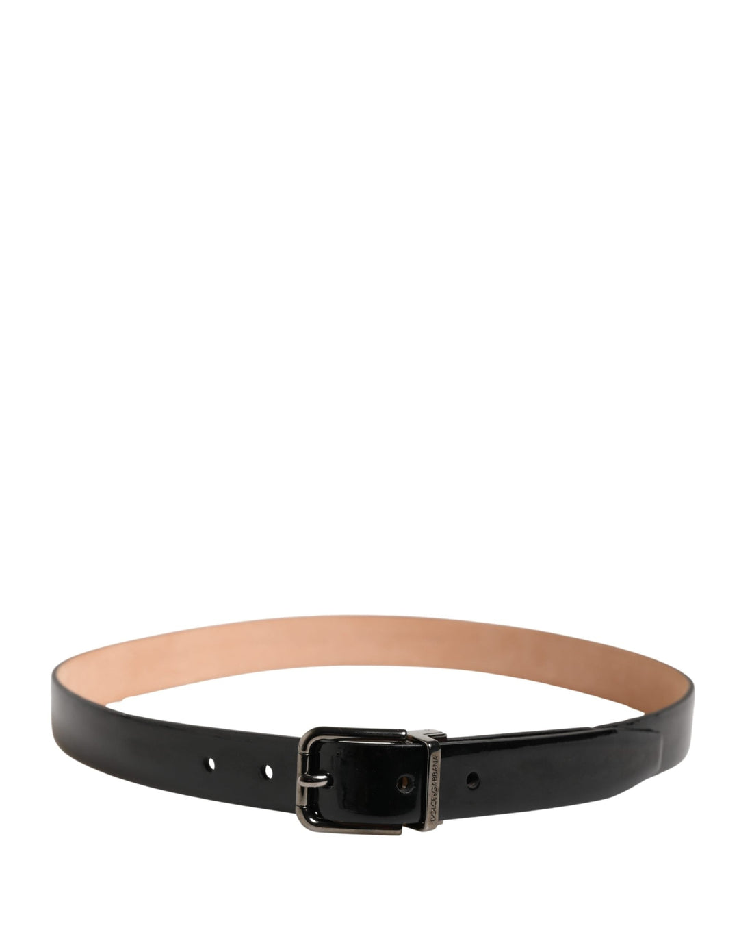 Dolce &amp; Gabbana Men Black Classic Leather Metal Buckle Belt
