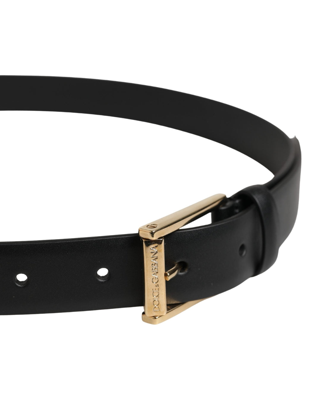 Dolce &amp; Gabbana Men Black Classic Leather Metal Buckle Belt