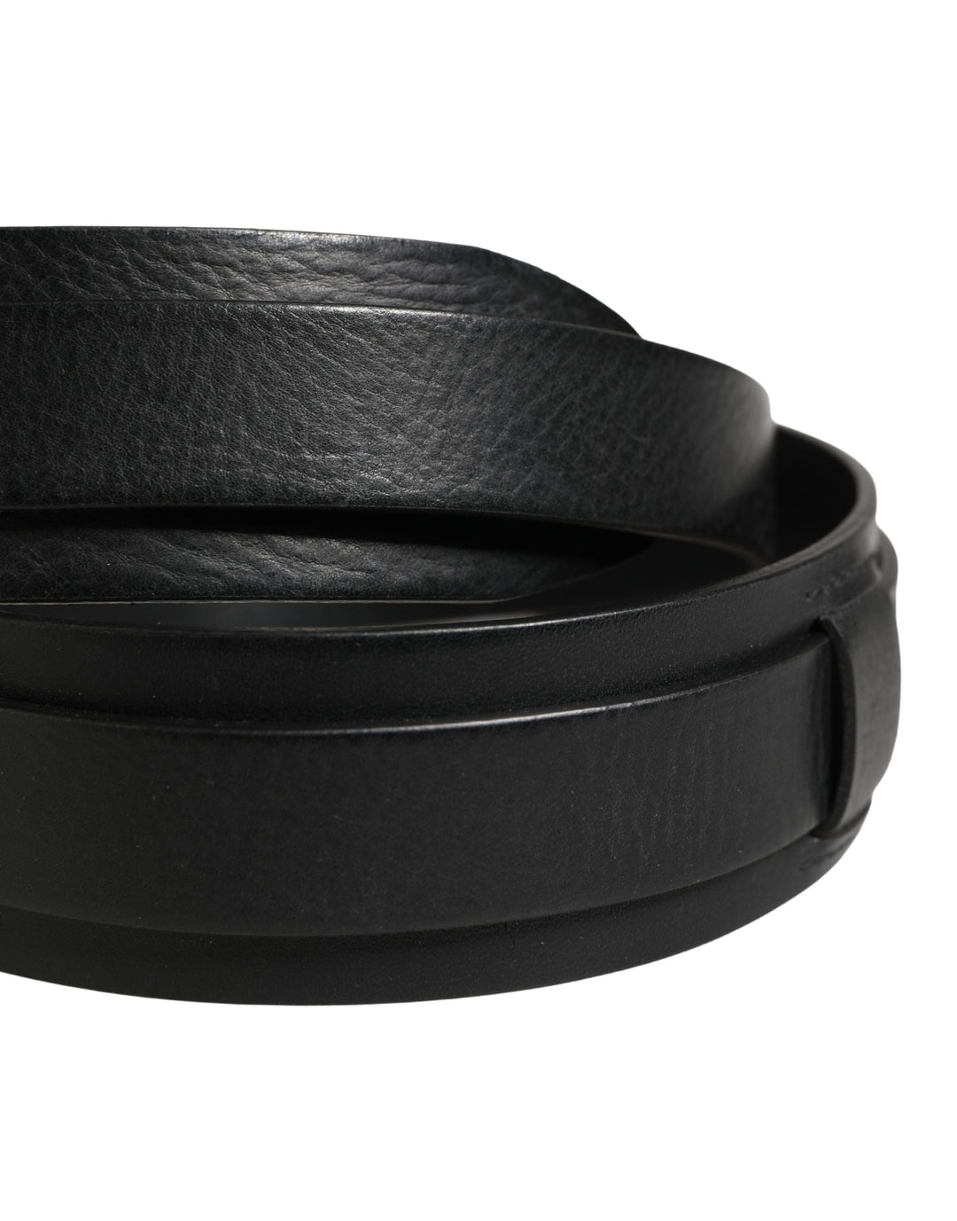 Dolce &amp; Gabbana Men Black Classic Leather Metal Buckle Belt