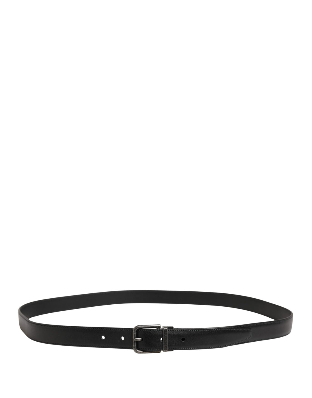Dolce &amp; Gabbana Men Black Classic Leather Metal Buckle Belt