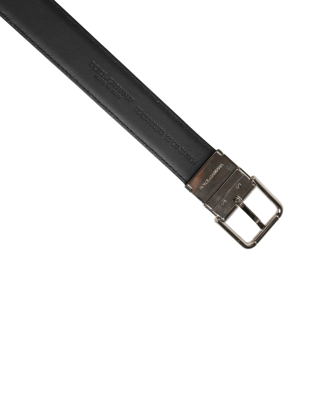 Dolce &amp; Gabbana Men Black Classic Leather Metal Buckle Belt