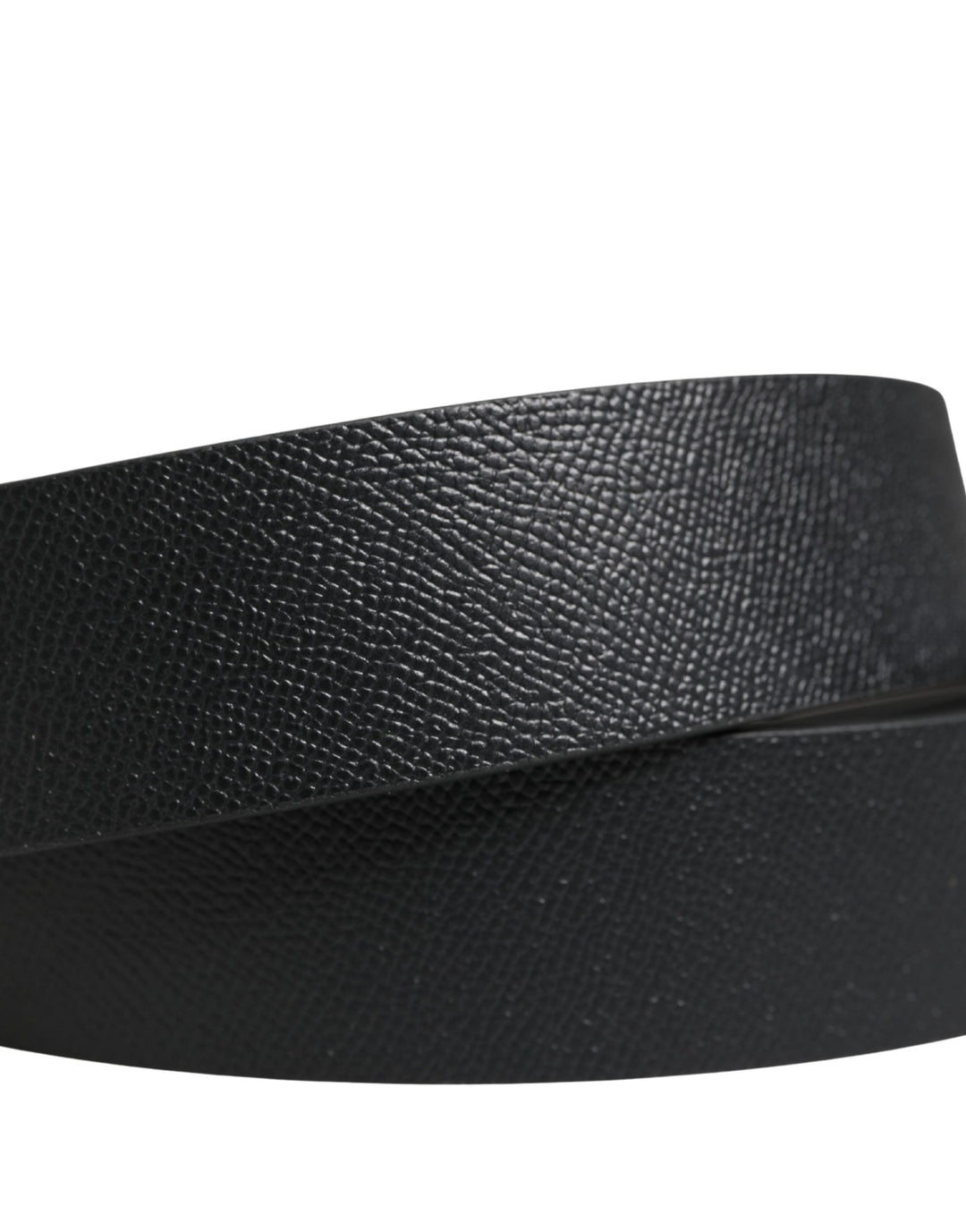 Dolce &amp; Gabbana Men Black Classic Leather Metal Buckle Belt