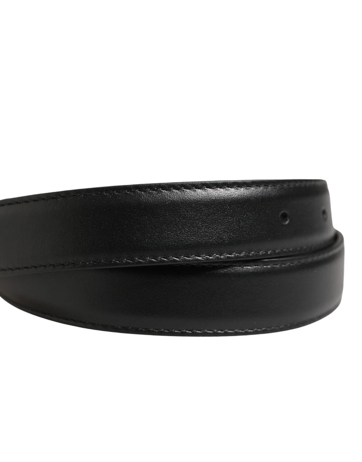 Dolce &amp; Gabbana Men Black Classic Leather Metal Buckle Belt