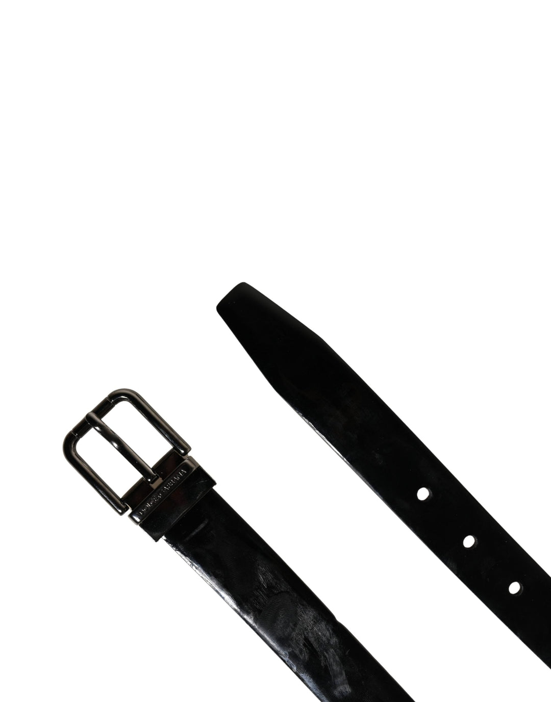 Dolce &amp; Gabbana Men Black Classic Leather Metal Buckle Belt