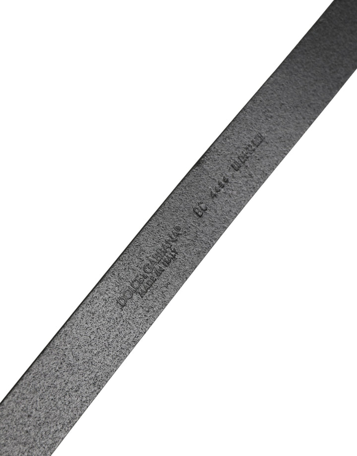 Dolce &amp; Gabbana Men Black Classic Leather Metal Buckle Belt