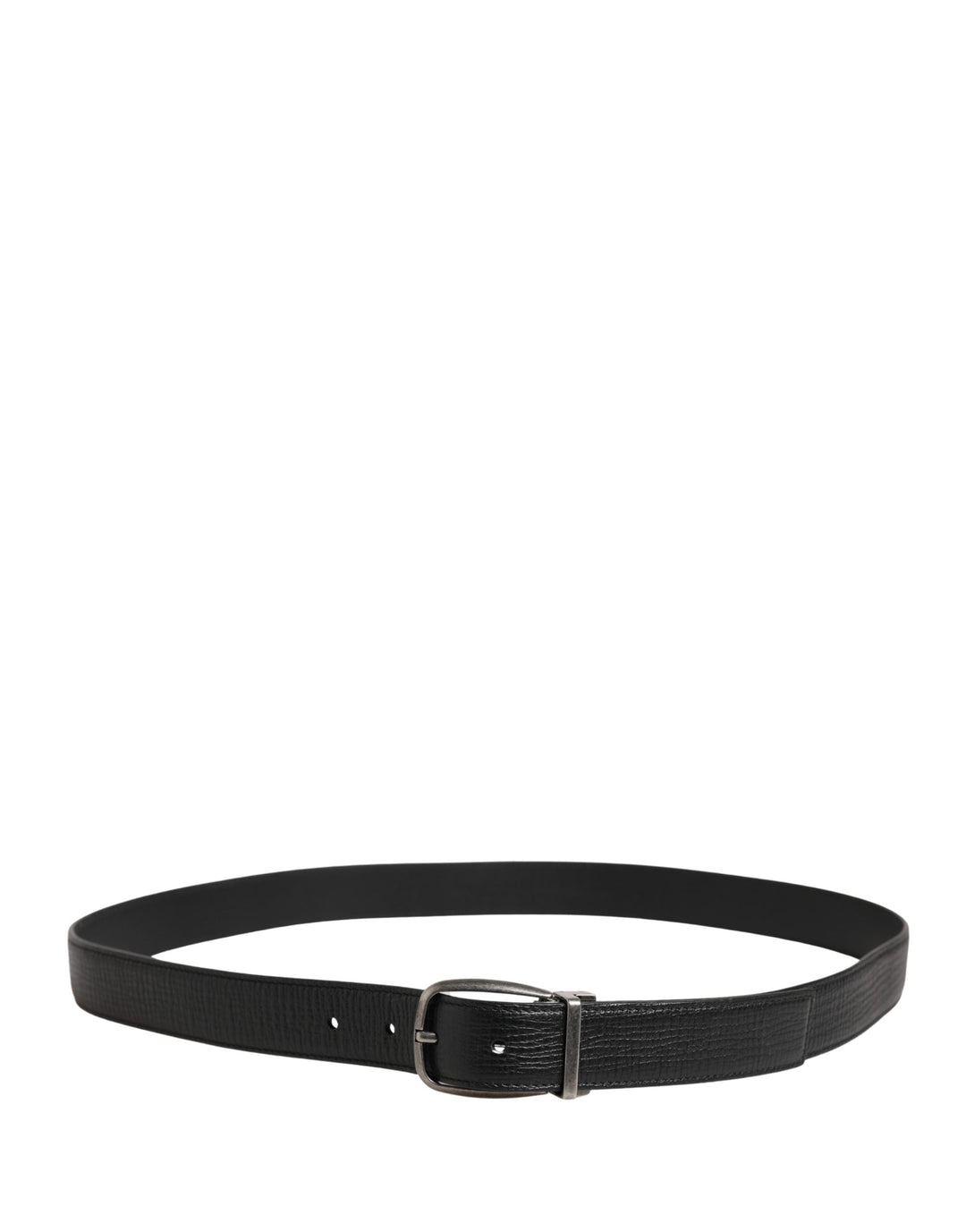 Dolce &amp; Gabbana Men Black Classic Leather Metal Buckle Belt