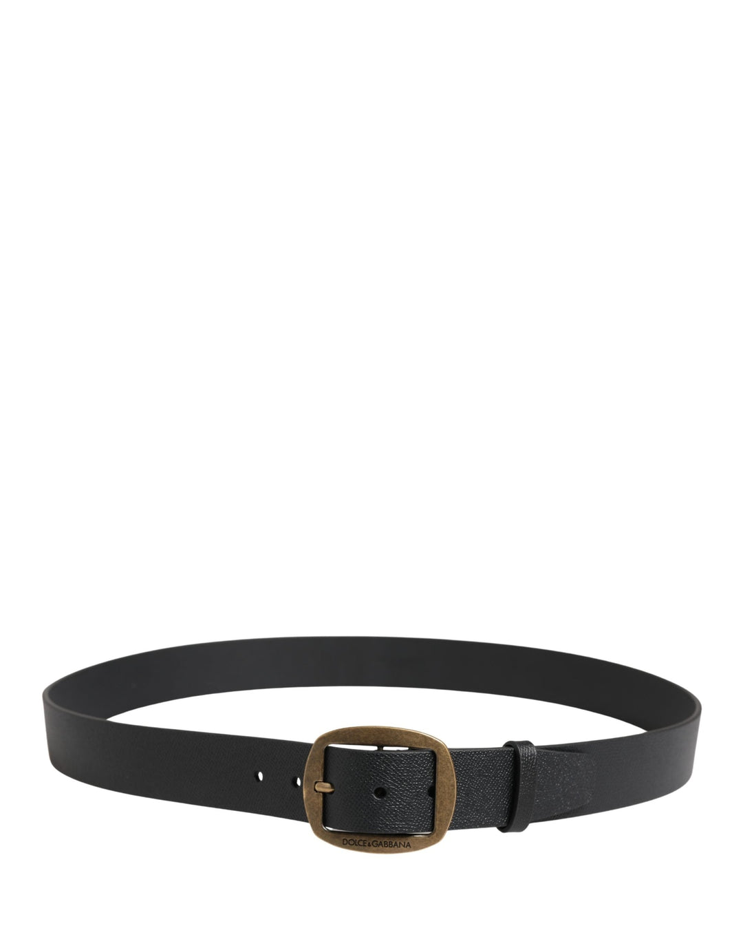 Dolce &amp; Gabbana Men Black Classic Leather Metal Buckle Belt