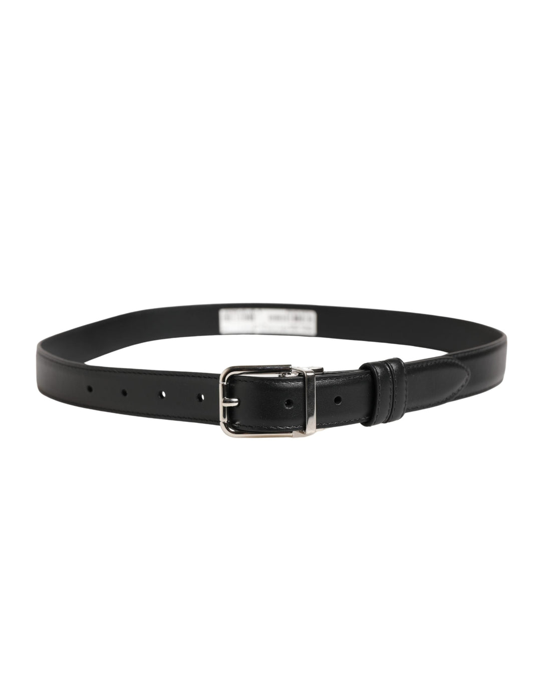 Dolce &amp; Gabbana Men Black Classic Leather Metal Buckle Belt