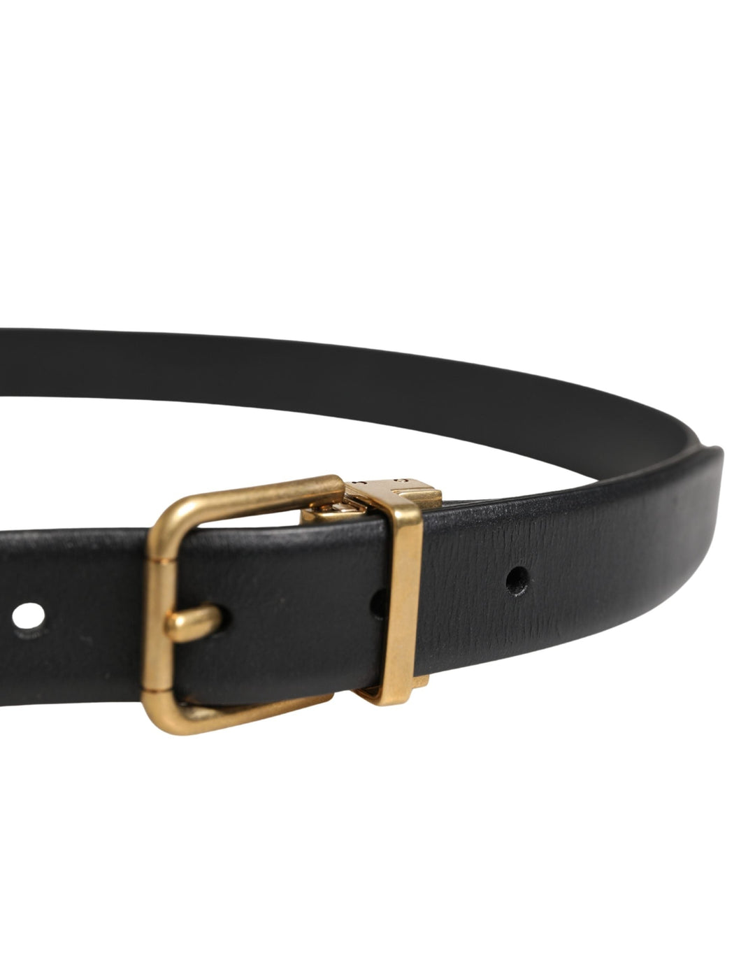 Dolce &amp; Gabbana Men Black Classic Leather Metal Buckle Belt