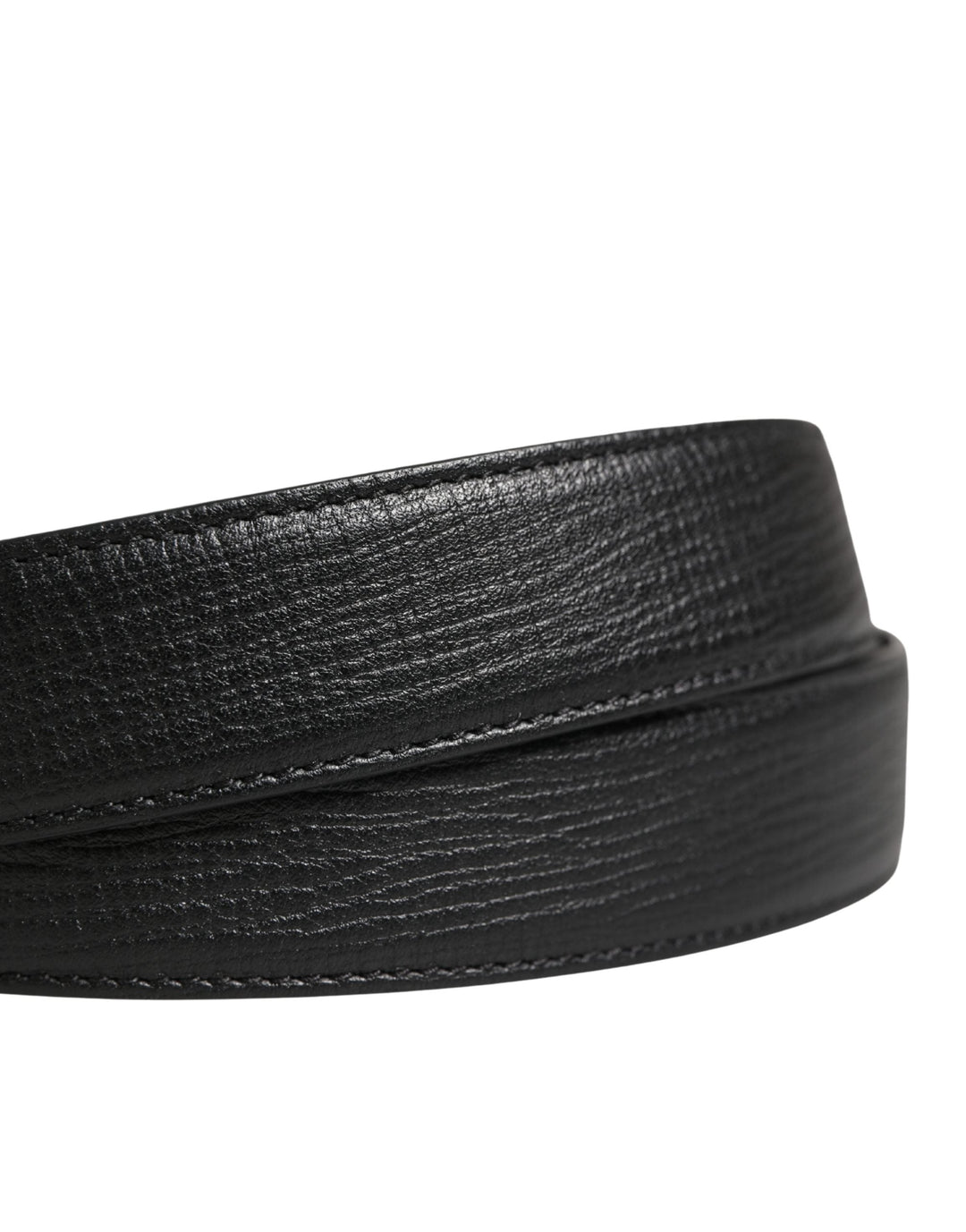 Dolce &amp; Gabbana Men Black Classic Leather Metal Buckle Belt