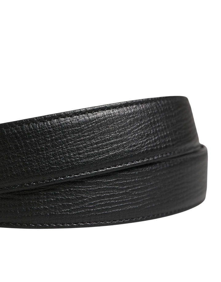 Dolce &amp; Gabbana Men Black Classic Leather Metal Buckle Belt
