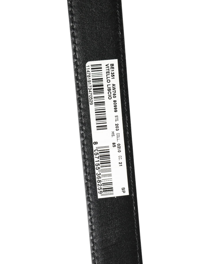 Dolce &amp; Gabbana Men Black Classic Leather Metal Buckle Belt