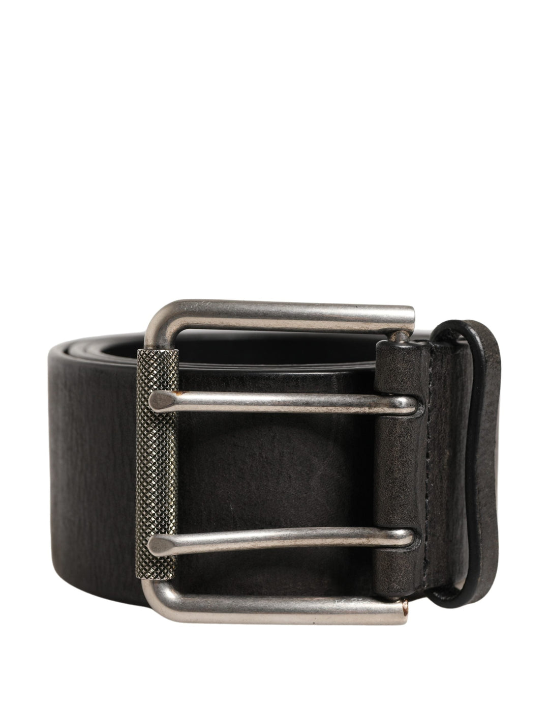 Dolce &amp; Gabbana Men Black Classic Leather Metal Buckle Belt