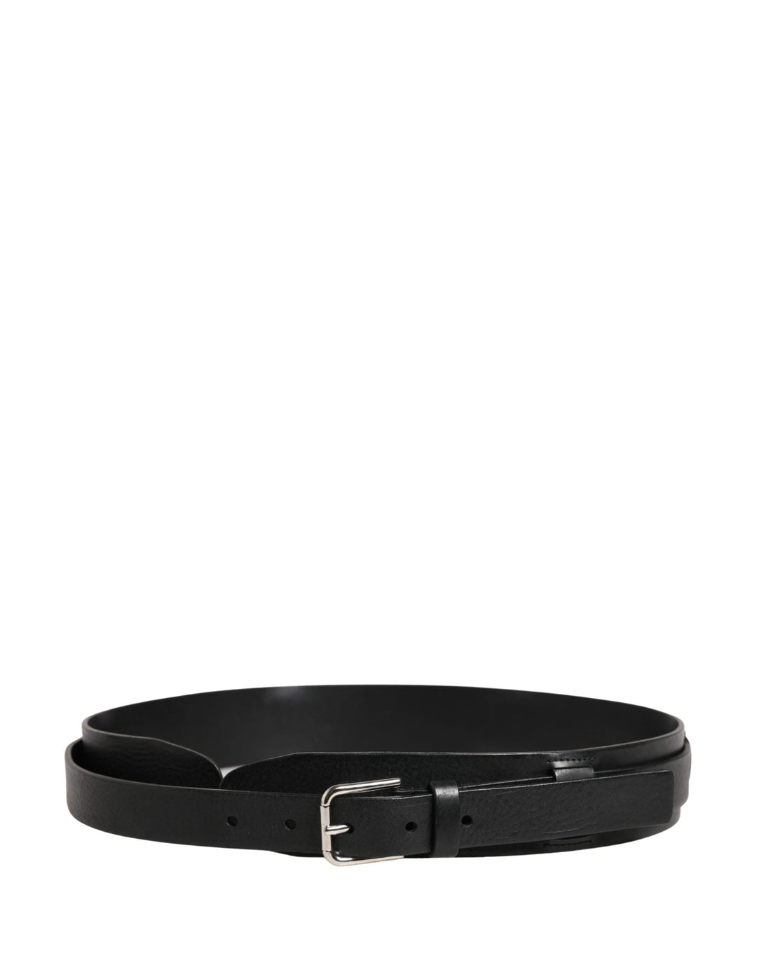 Dolce &amp; Gabbana Men Black Classic Leather Metal Buckle Belt