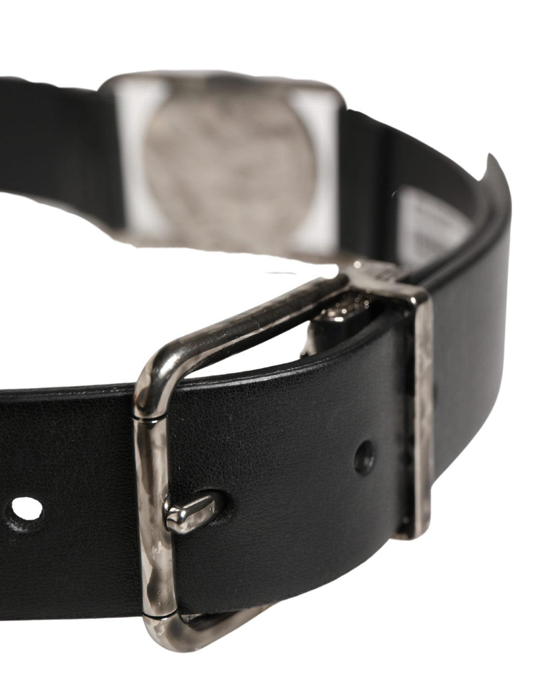 Dolce &amp; Gabbana Men Black Classic Leather Metal Buckle Belt
