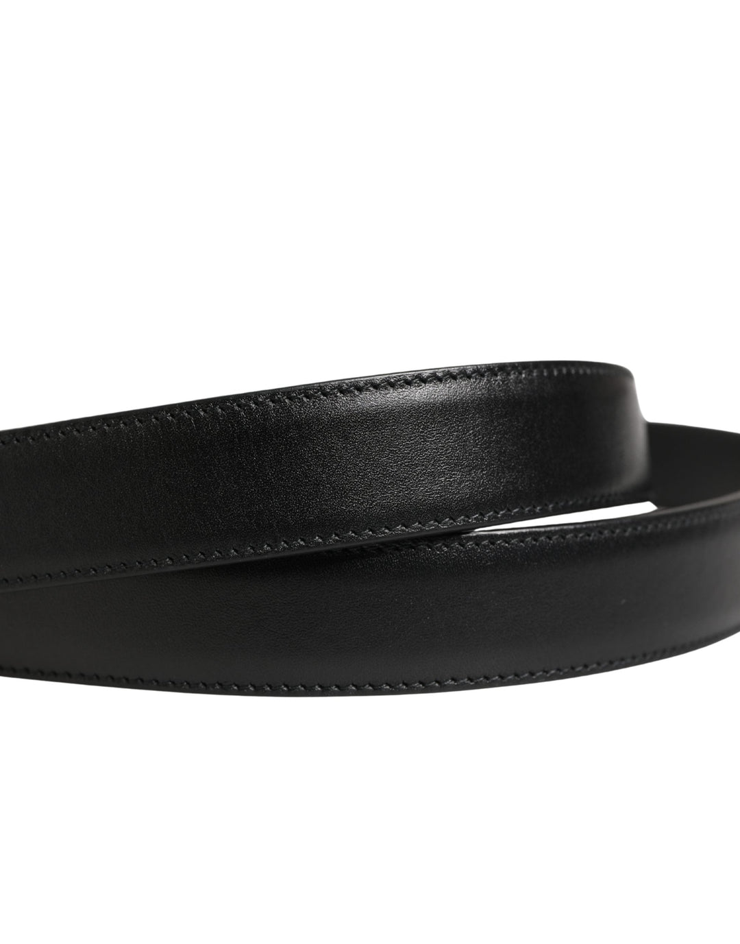 Dolce &amp; Gabbana Men Black Classic Leather Metal Buckle Belt