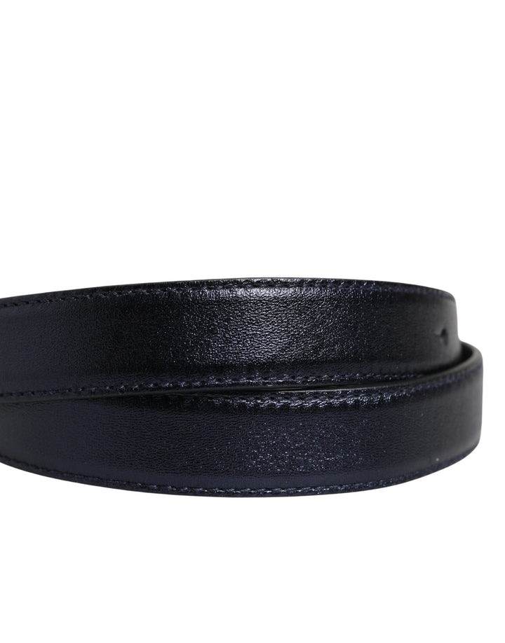 Dolce &amp; Gabbana Men Black Classic Leather Square Buckle Belt