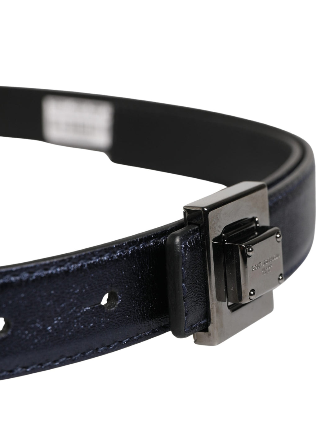 Dolce &amp; Gabbana Men Black Classic Leather Square Buckle Belt