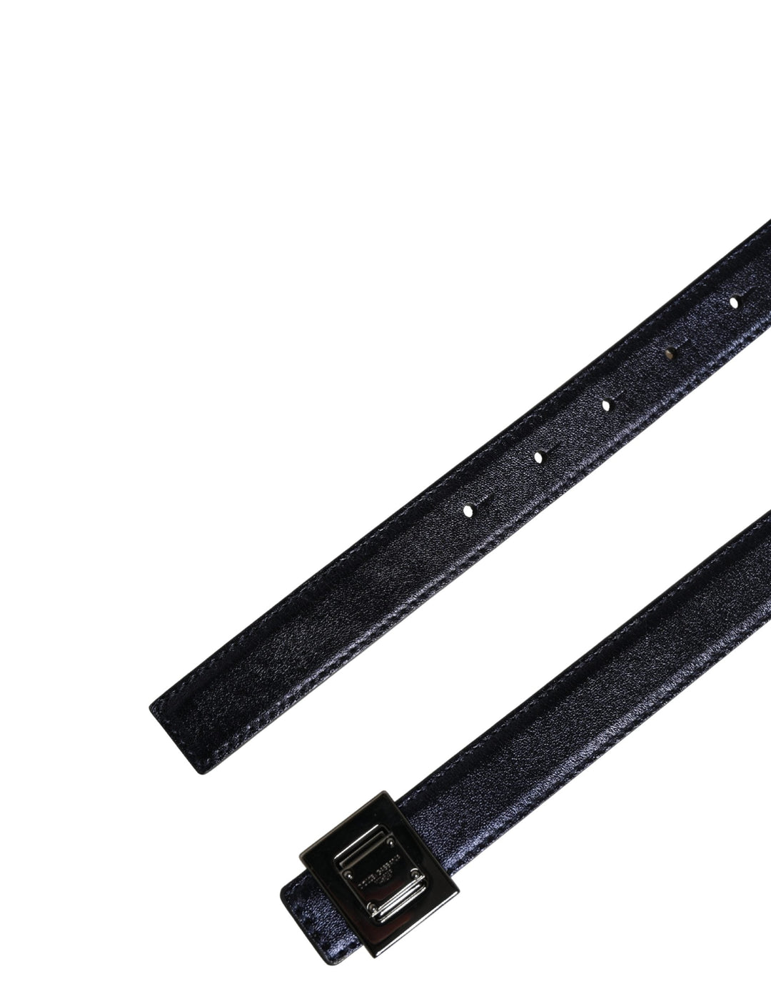 Dolce &amp; Gabbana Men Black Classic Leather Square Buckle Belt