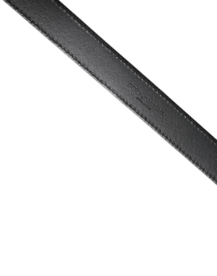 Dolce &amp; Gabbana Men Black Classic Leather Square Buckle Belt